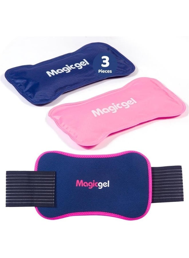 Magic Gel 2 x Ice Packs for Sports Injuries with Adjustable Wrap-Around Strap | Flexible Ice Pack Set for Muscle Pain, Sciatica Relief and More | Reusable Cold Compress Kit with Hot and Cold Packs - Image 1
